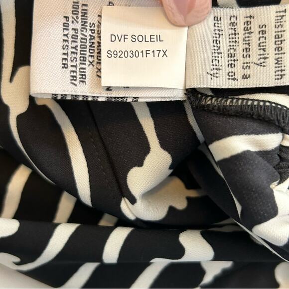Diane von Furstenberg Soleil Slit-Back Romper Black and White Size 4 - Picture 12 of 16